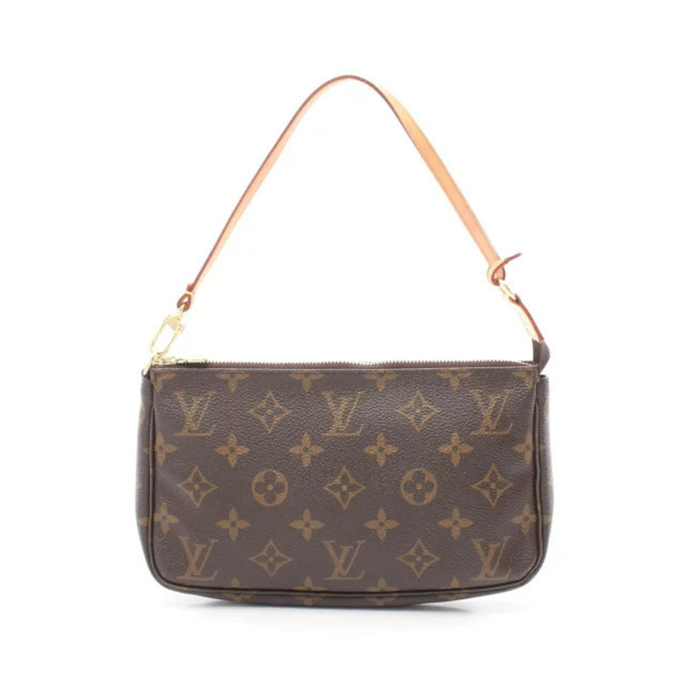 Louis Vuitton Pochette Accessoires Handbag Canvas Leather Monogram Brown